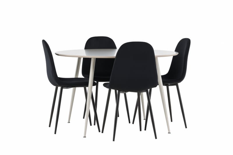 Plaza Spisegruppe 120 cm Rund med 4 Polar stoler - Beige/Sort - Møbler - Bord - Spisegrupper