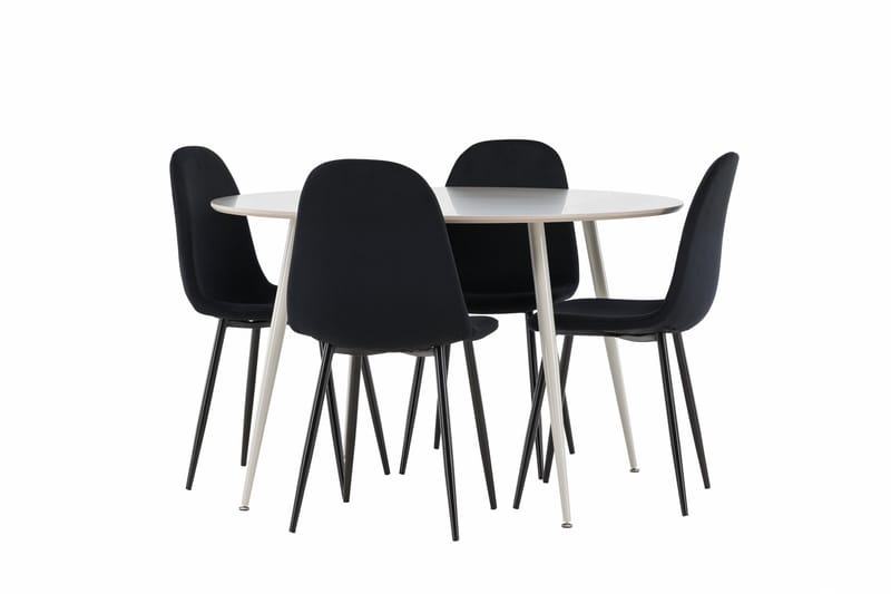 Plaza Spisegruppe 120 cm Rund med 4 Polar stoler - Beige/Sort - Møbler - Bord - Spisegrupper