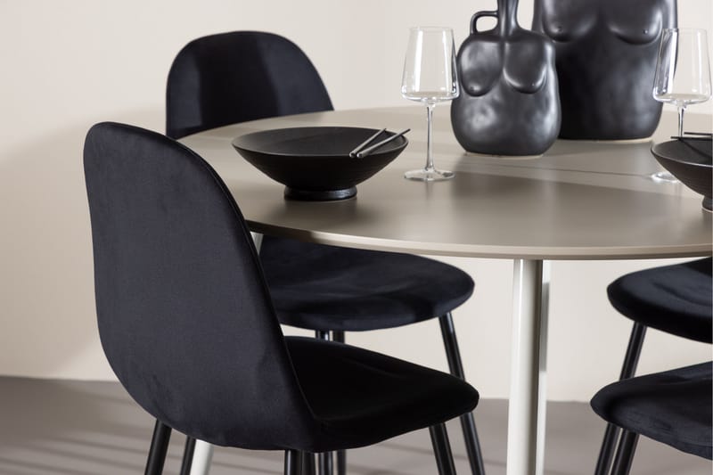 Plaza Spisegruppe 120 cm Rund med 4 Polar stoler - Beige/Sort - Møbler - Bord - Spisegrupper