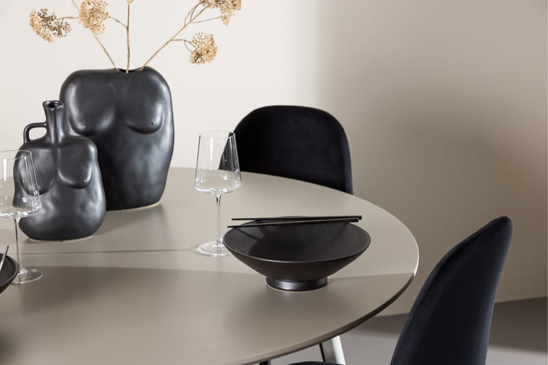 Plaza Spisegruppe 120 cm Rund med 4 Polar stoler - Beige/Sort - Møbler - Bord - Spisegrupper