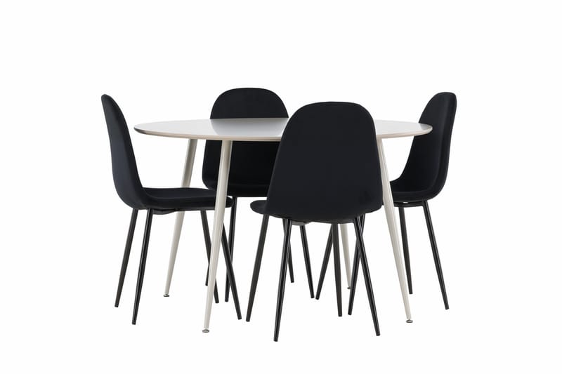 Plaza Spisegruppe 120 cm Rund med 4 Polar stoler - Beige/Sort - Møbler - Bord - Spisegrupper