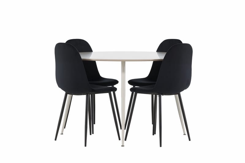 Plaza Spisegruppe 120 cm Rund med 4 Polar stoler - Beige/Sort - Møbler - Bord - Spisegrupper