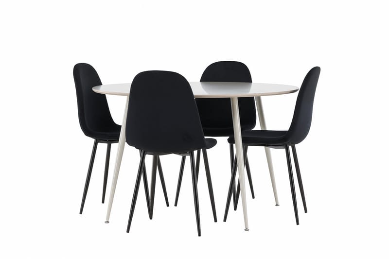 Plaza Spisegruppe 120 cm Rund med 4 Polar stoler - Beige/Sort - Møbler - Bord - Spisegrupper