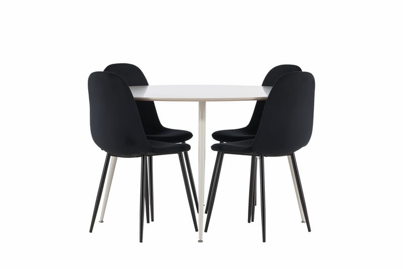 Plaza Spisegruppe 120 cm Rund med 4 Polar stoler - Beige/Sort - Møbler - Bord - Spisegrupper