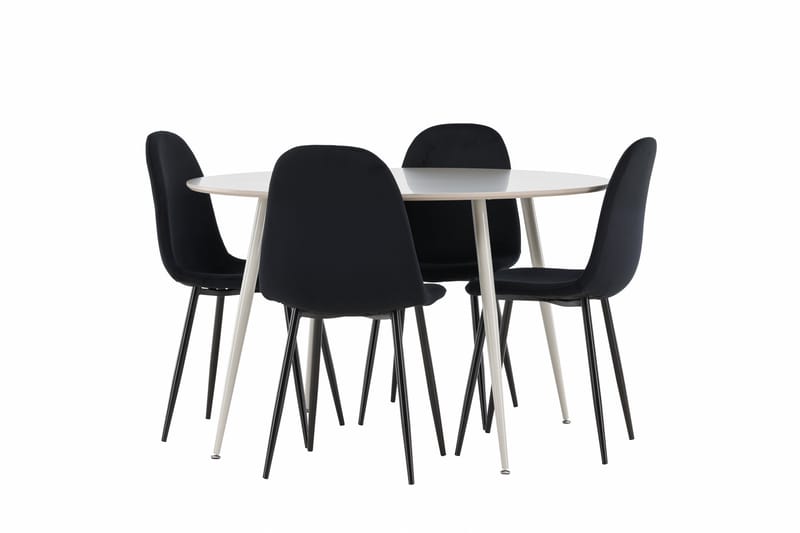 Plaza Spisegruppe 120 cm Rund med 4 Polar stoler - Beige/Sort - Møbler - Bord - Spisegrupper