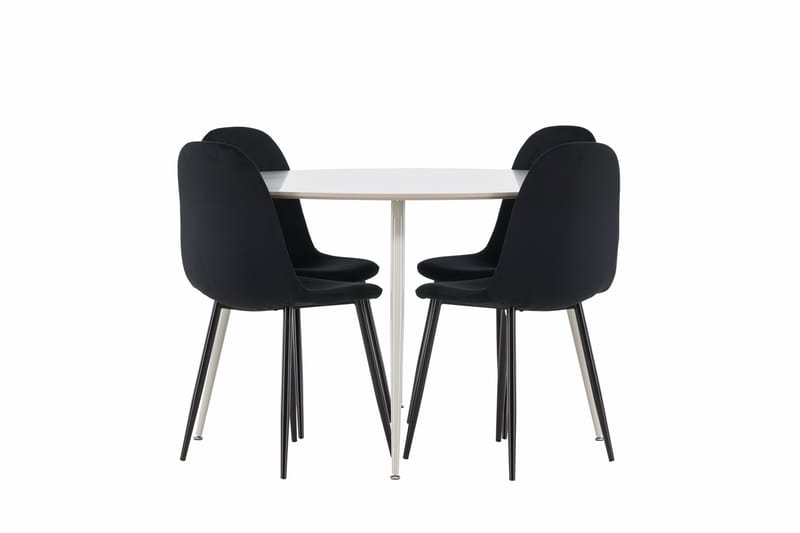 Plaza Spisegruppe 120 cm Rund med 4 Polar stoler - Beige/Sort - Møbler - Bord - Spisegrupper