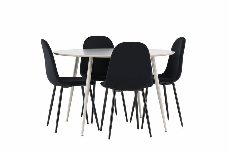 Plaza Spisegruppe 120 cm Rund med 4 Polar stoler - Beige/Sort - Møbler - Bord - Spisegrupper