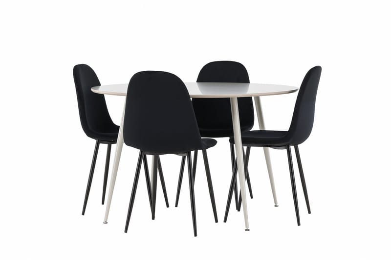 Plaza Spisegruppe 120 cm Rund med 4 Polar stoler - Beige/Sort - Møbler - Bord - Spisegrupper