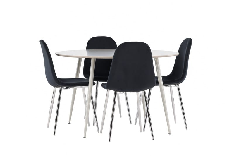 Plaza Spisegruppe 120 cm Rund med 4 Polar stoler - Beige/Sort - Møbler - Bord - Spisegrupper