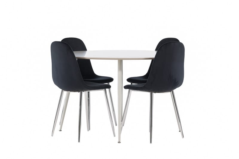 Plaza Spisegruppe 120 cm Rund med 4 Polar stoler - Beige/Sort - Møbler - Bord - Spisegrupper