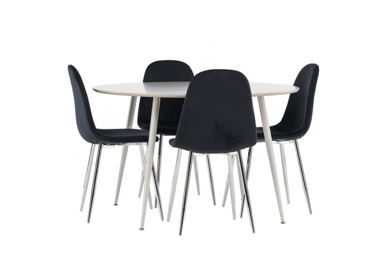 Plaza Spisegruppe 120 cm Rund med 4 Polar stoler - Beige/Sort - Møbler - Bord - Spisegrupper