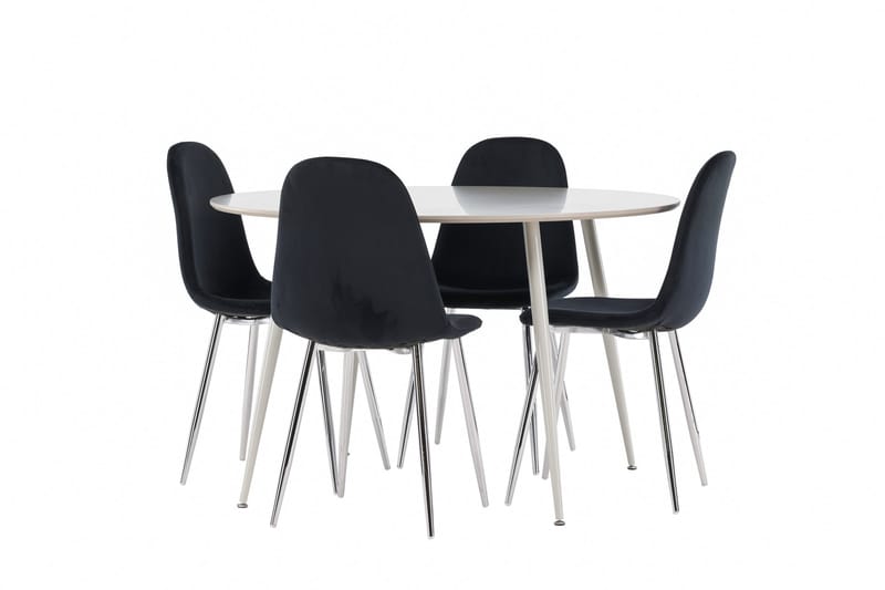 Plaza Spisegruppe 120 cm Rund med 4 Polar stoler - Beige/Sort - Møbler - Bord - Spisegrupper