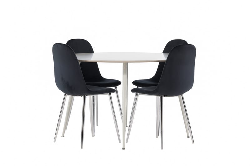 Plaza Spisegruppe 120 cm Rund med 4 Polar stoler - Beige/Sort - Møbler - Bord - Spisegrupper