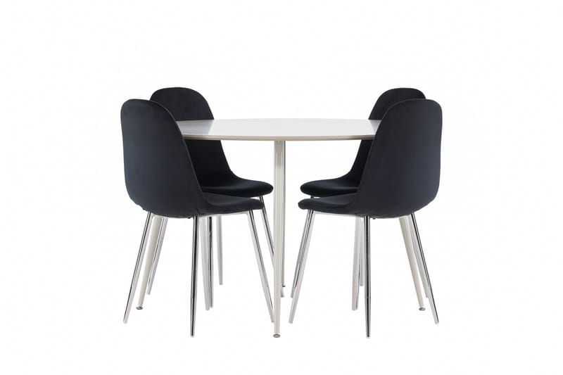 Plaza Spisegruppe 120 cm Rund med 4 Polar stoler - Beige/Sort - Møbler - Bord - Spisegrupper