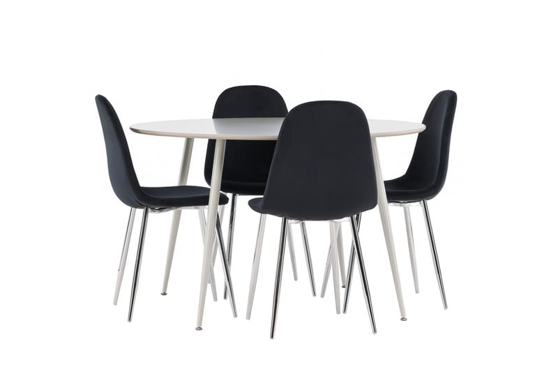 Plaza Spisegruppe 120 cm Rund med 4 Polar stoler - Beige/Sort - Møbler - Bord - Spisegrupper