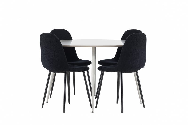 Plaza Spisegruppe 120 cm Rund med 4 Polar stoler - Beige/Sort - Møbler - Bord - Spisegrupper