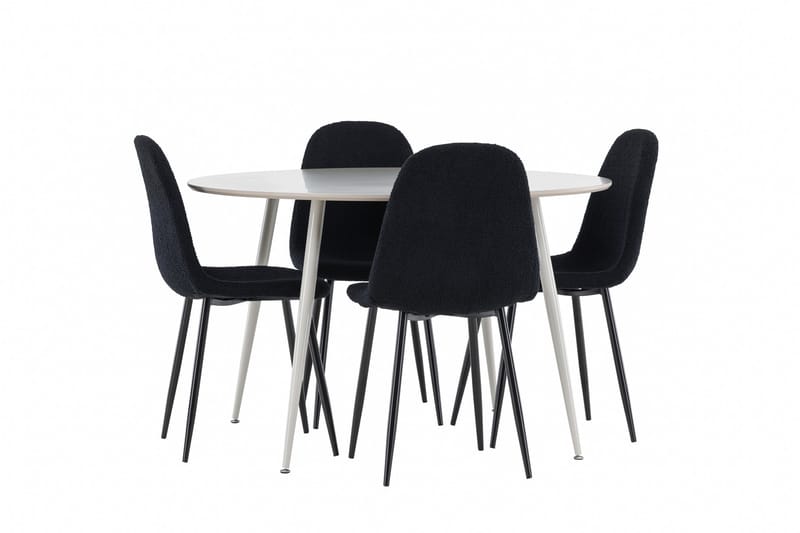 Plaza Spisegruppe 120 cm Rund med 4 Polar stoler - Beige/Sort - Møbler - Bord - Spisegrupper