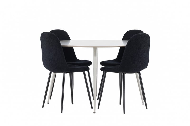 Plaza Spisegruppe 120 cm Rund med 4 Polar stoler - Beige/Sort - Møbler - Bord - Spisegrupper
