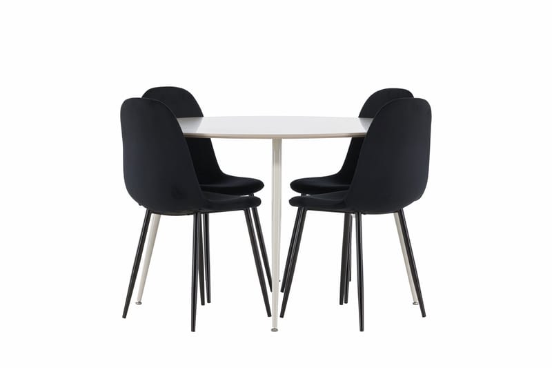 Plaza Spisegruppe 120 cm Rund med 4 Polar stoler - Beige/Sort - Møbler - Bord - Spisegrupper