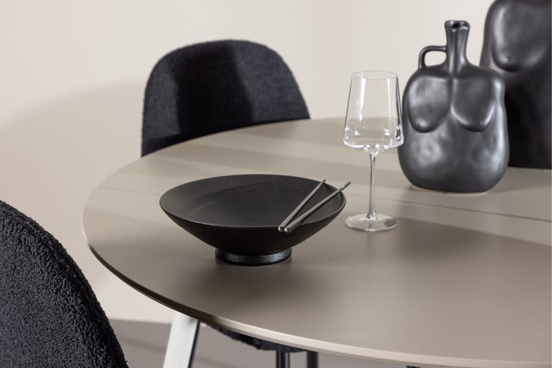 Plaza Spisegruppe 120 cm Rund med 4 Polar stoler - Beige/Sort - Møbler - Bord - Spisegrupper