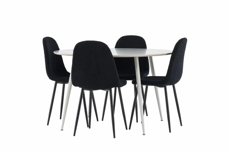 Plaza Spisegruppe 120 cm Rund med 4 Polar stoler - Beige/Sort - Møbler - Bord - Spisegrupper