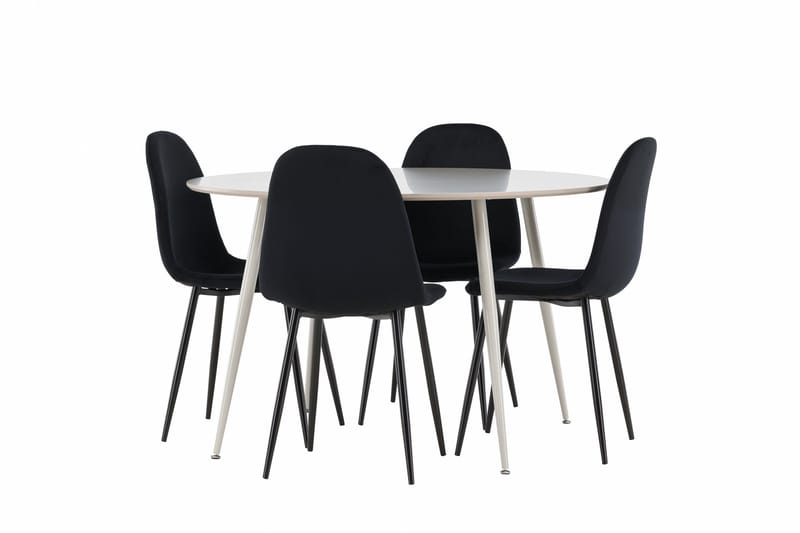 Plaza Spisegruppe 120 cm Rund med 4 Polar stoler - Beige/Sort - Møbler - Bord - Spisegrupper