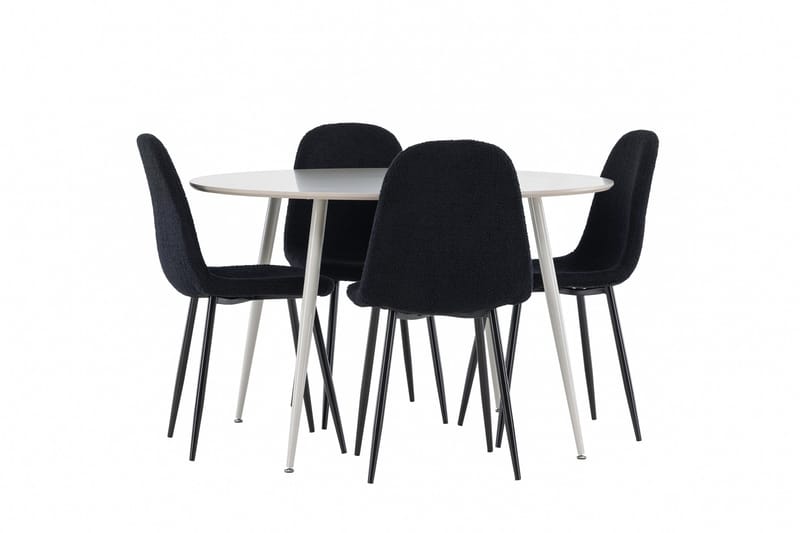 Plaza Spisegruppe 120 cm Rund med 4 Polar stoler - Beige/Sort - Møbler - Bord - Spisegrupper