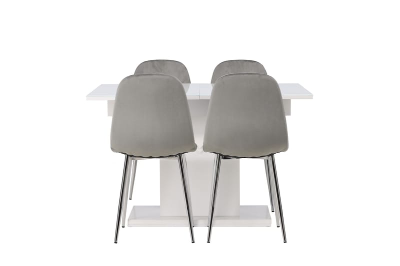 Pluto Spisegruppe 120 cm Rektangulær med 4 Eva Stoler, Lys grå