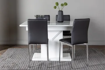 Pluto Spisegruppe 120 cm Rektangulær med 4 Lily Stoler - Sort - Møbler - Bord - Spisegrupper