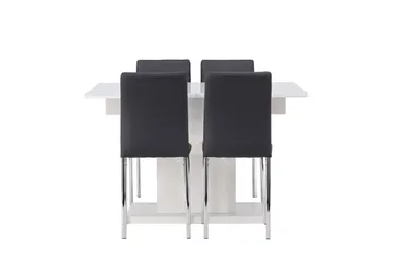 Pluto Spisegruppe 120 cm Rektangulær med 4 Lily Stoler - Sort - Møbler - Bord - Spisegrupper