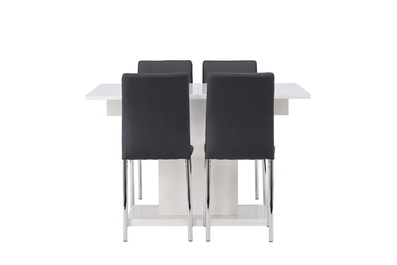 Pluto Spisegruppe 120 cm Rektangulær med 4 Lily Stoler, Sort