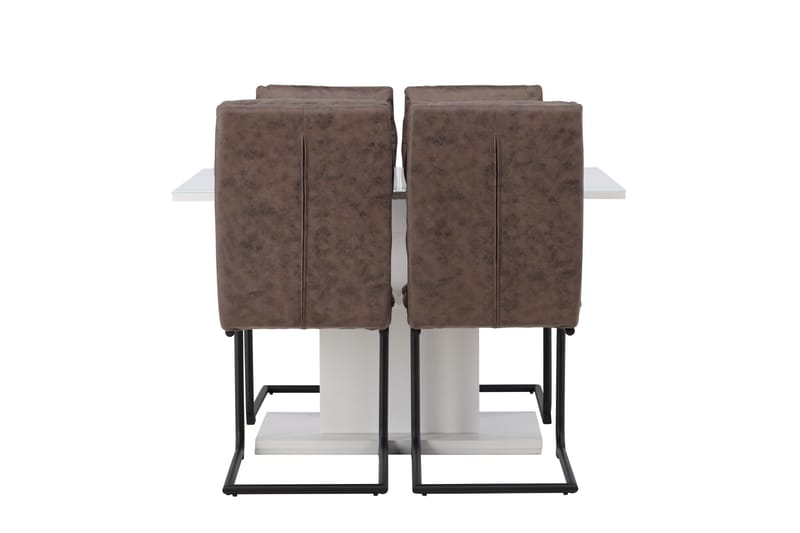 Pluto Spisegruppe 120 cm Rektangulær med 4 Zizo Stoler, Brun