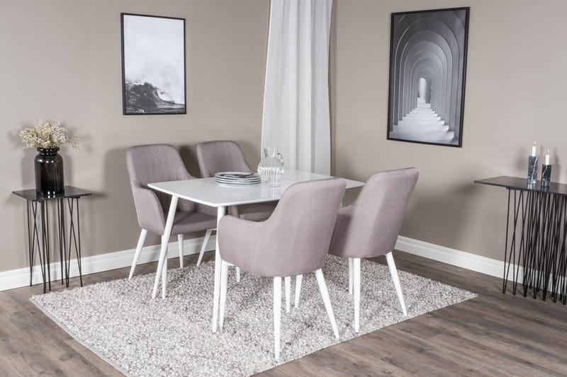 Polar Spisegruppe 120 cm Rektangulær med 4 Comfort-stoler - Grå - Møbler - Bord - Spisegrupper
