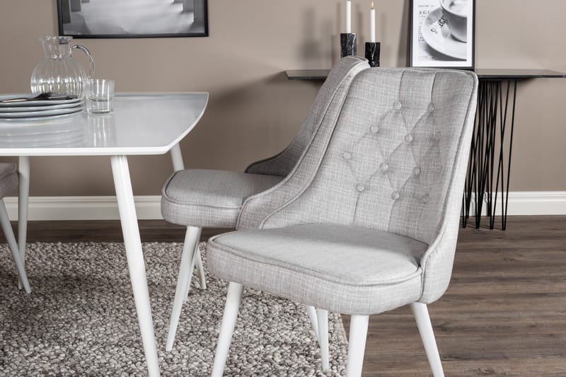 Polar Spisegruppe 120 cm Rektangulær med 4 Velvet Stoler - Gr å - Møbler - Bord - Spisegrupper