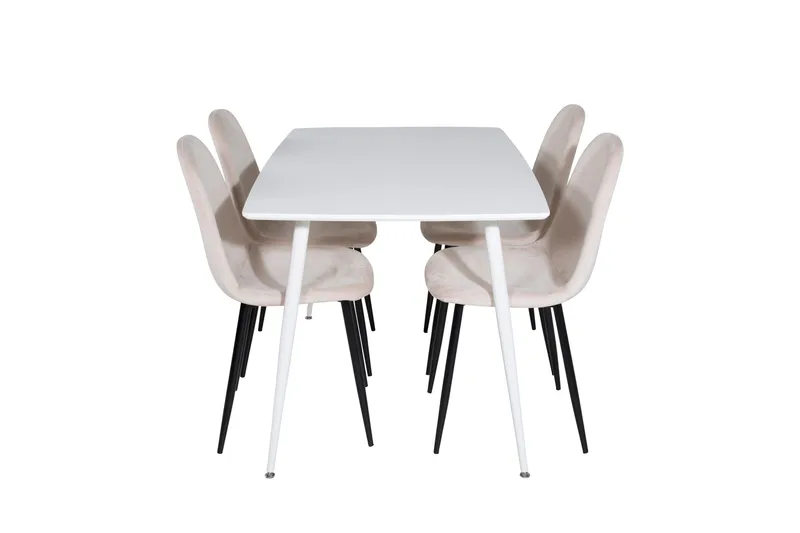 Polar Spisegruppe 120 cm Rektangulær med 4 Polar Stoler - Beige - Møbler - Bord - Spisegrupper