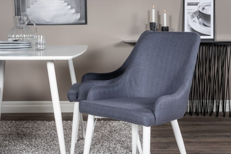 Polar Spisegruppe 120 cm Rund med 4 Plaza-stoler - Blå - Møbler - Bord - Spisegrupper