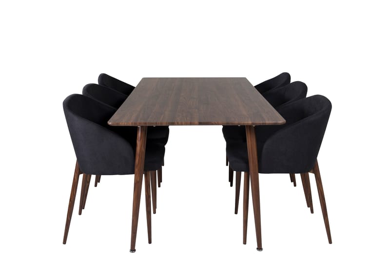 Polar Spisegruppe 180 cm Rektangulær med 6 Arch Stoler, Sort