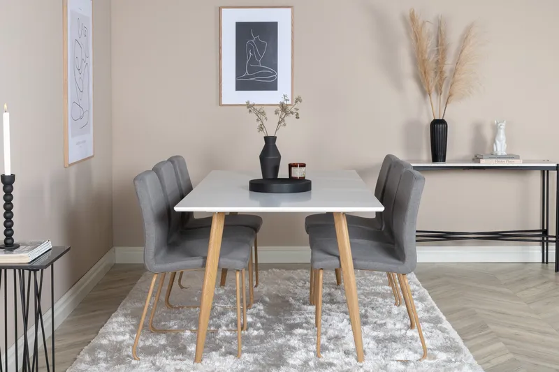 Polar Spisegruppe 180 cm Rektangulær med 6 Mace-stoler, Grå