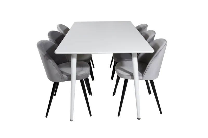 Polar Spisegruppe 180 cm Rektangulær med 6 Velvet Stoler, Sort