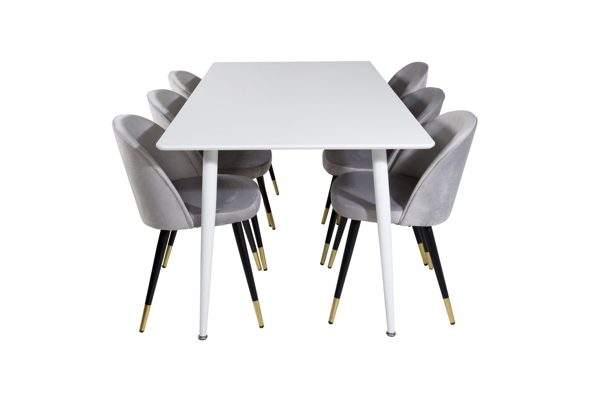 Polar Spisegruppe 180 cm Rektangulær med 6 Velvet Stoler - Sort/Guld - Møbler - Bord - Spisegrupper