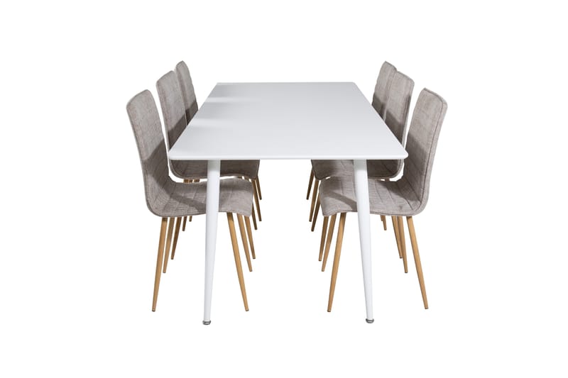 Polar Spisegruppe 180 cm Rektangulær med 6 Windu Lyx Stoler, Lys grå