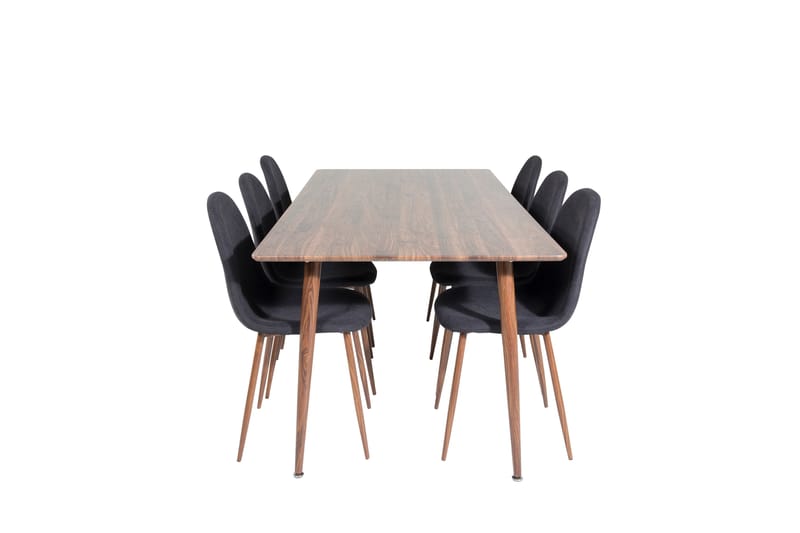 Polar Spisegruppe 180 cm Rektangulær med 6 Polar Stoler, Sort