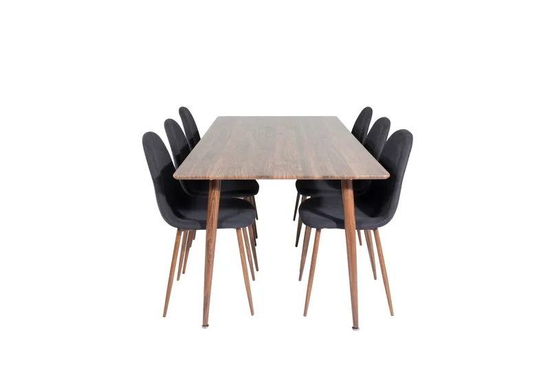 Polar Spisegruppe 180 cm Rektangulær med 6 Polar Stoler, Sort