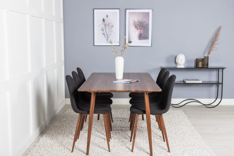 Polar Spisegruppe 180 cm Rektangulær med 6 Polar Stoler - Sort - Møbler - Bord - Spisegrupper