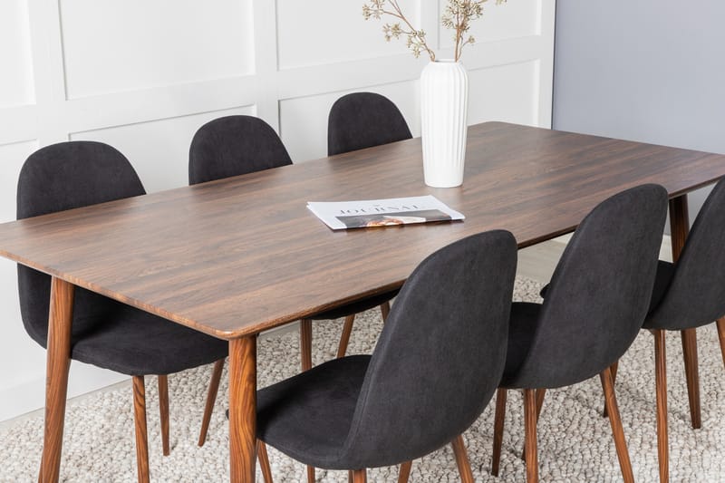 Polar Spisegruppe 180 cm Rektangulær med 6 Polar Stoler - Sort - Møbler - Bord - Spisegrupper