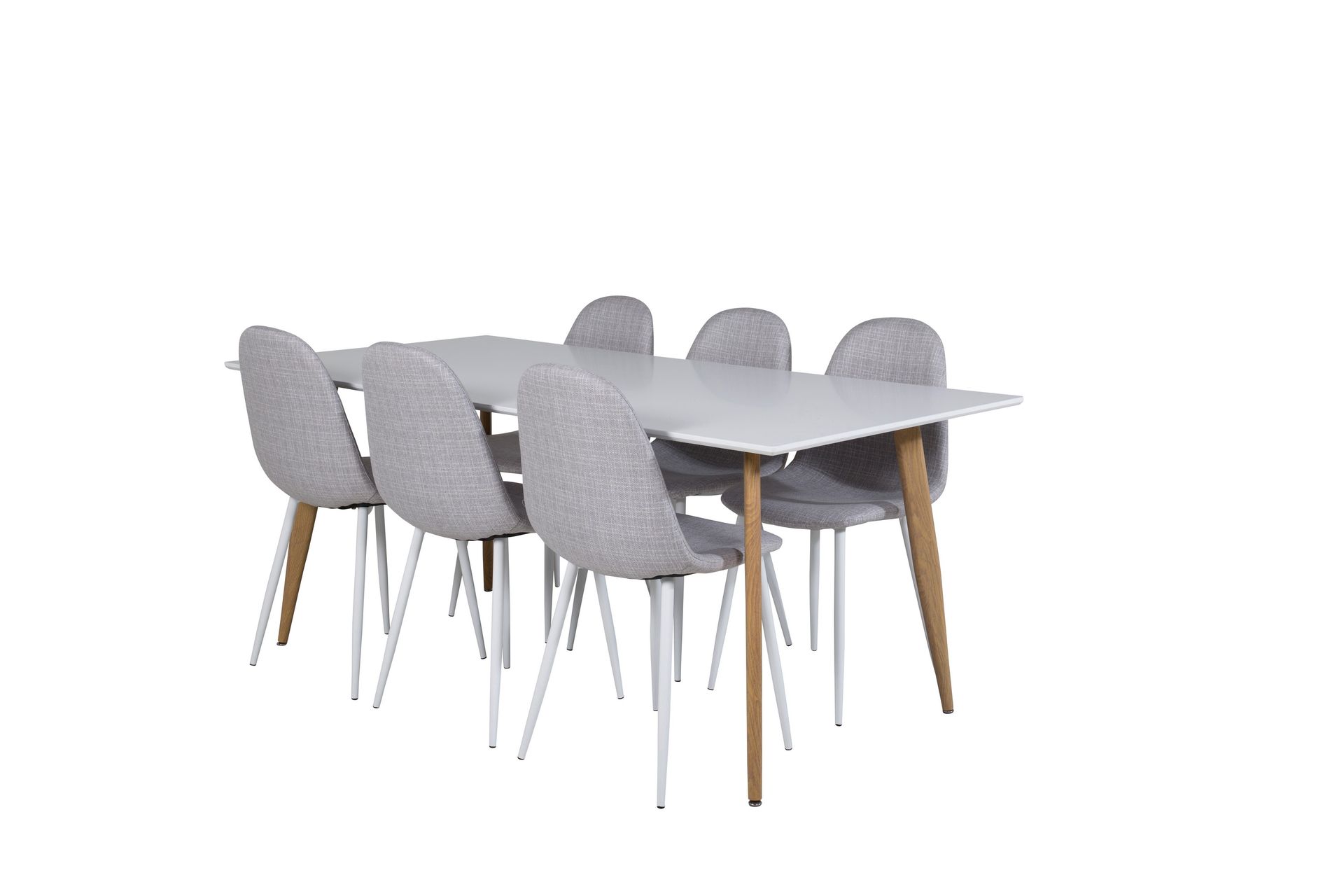 Polar Spisegruppe 180 cm Rektangulær med 6 Polar Stoler - Grå - Møbler - Bord - Spisegrupper