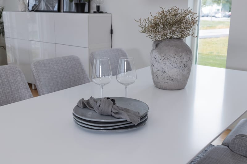 Polar Spisegruppe 180 cm Rektangulær med 6 Plaza-stoler - Grå - Møbler - Bord - Spisegrupper