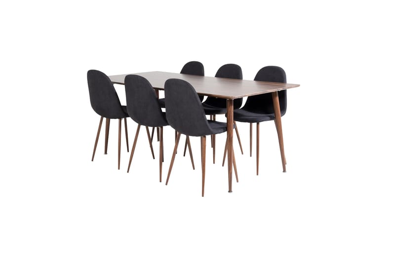 Polar Spisegruppe 180 cm Rektangulær med 6 Polar Stoler - Sort - Møbler - Bord - Spisegrupper