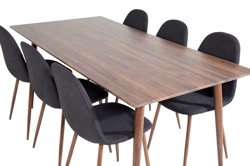 Polar Spisegruppe 180 cm Rektangulær med 6 Polar Stoler - Sort - Møbler - Bord - Spisegrupper