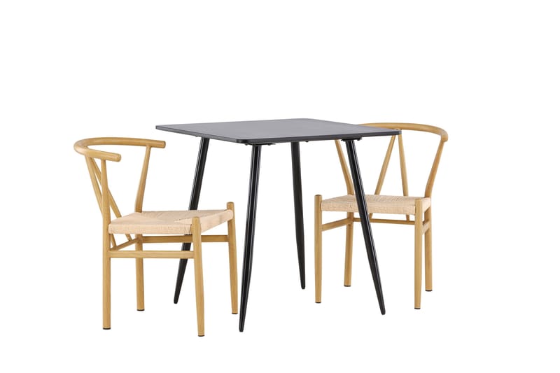 Polar Spisegruppe 75 cm Kvadratisk med 2 Alfons stoler - Sort/Beige - Møbler - Bord - Spisegrupper